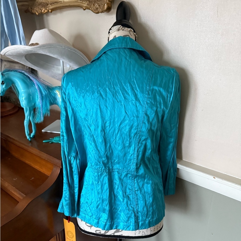 Ruby Rd Blue Utility Jacket with Lustrous Finish NWT - Picture 6 of 8